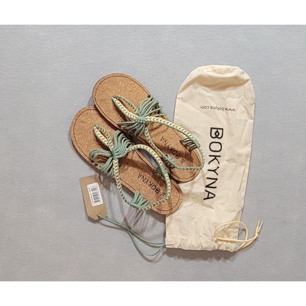 Bokyna Touch Pistachio Green Rope Sandals Vegan Size EU 38 NWT New In Bag